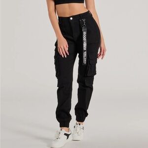 Windsor Black Joggers with Strap Detail